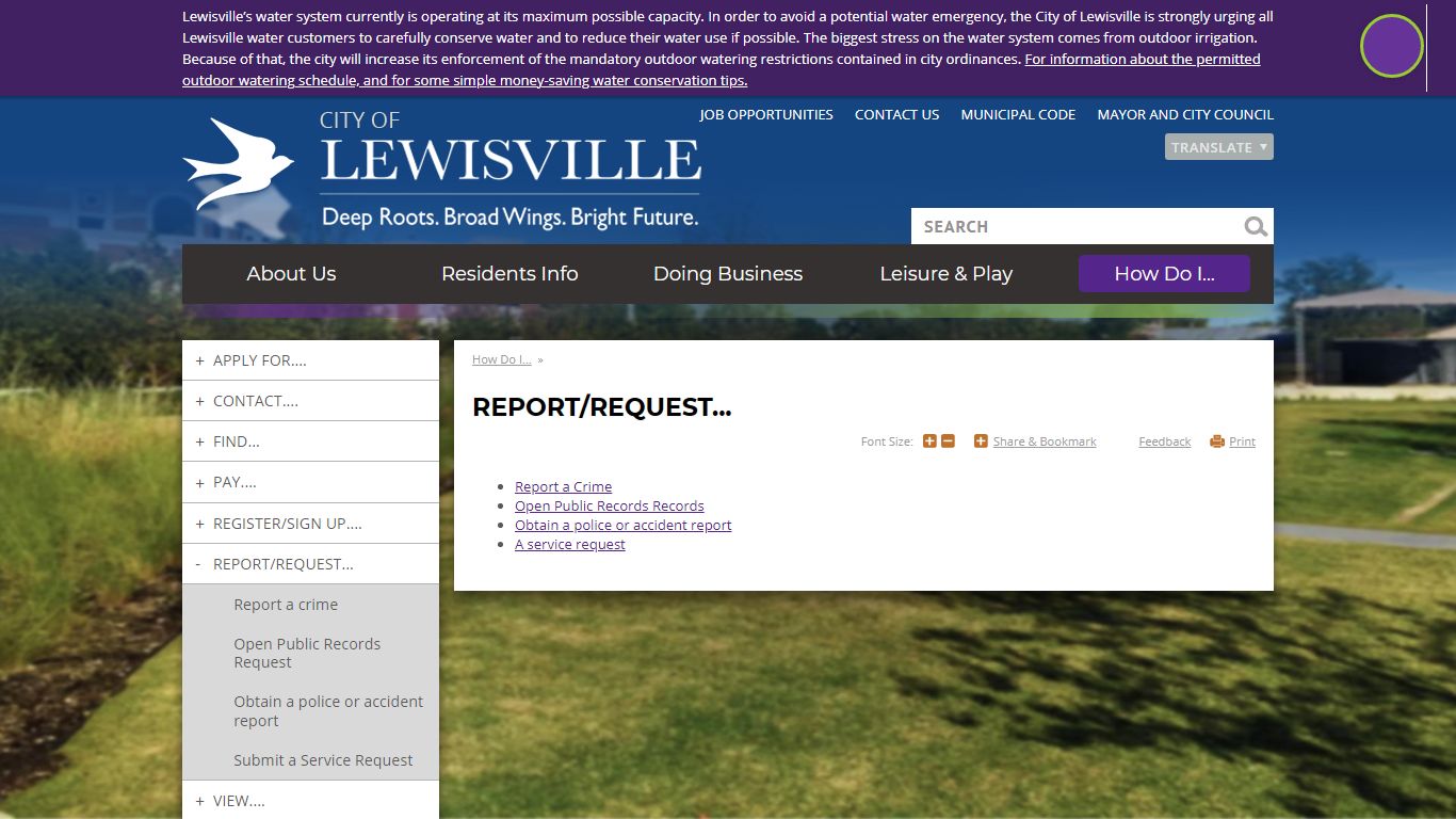 REPORT/REQUEST... | City of Lewisville, TX